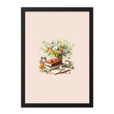 Still Life Wall Art, Floral Arrangement, Book Lover Gift, Tea Cup Print, Study Decor, Cozy Home Art, Reading Nook, Vintage Inspired Wall - Tawshia